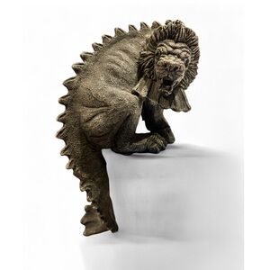 Lion-Headed Reptile Figurine - gray